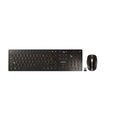 CHERRY DW 9100 SLIM clavier Souris incluse Universel RF sans fil + Bluetooth AZERTY Français Noir
