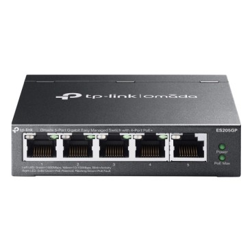 TP-Link Omada ES205G Géré Gigabit Ethernet (10 100 1000) Connexion Ethernet, supportant l'alimentation via ce port (PoE) Noir