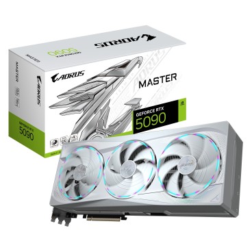 GIGABYTE AORUS GeForce RTX 5090 MASTER ICE 32G Carte Graphique - 32 Go GDDR7, 512 bits, PCI-E 5.0, 2655MHz Fréquence du Cœur, 3