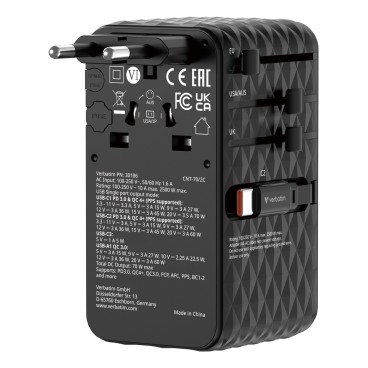 Verbatim Charge 'n' Travel 70W Universel Noir Secteur Charge rapide Intérieure