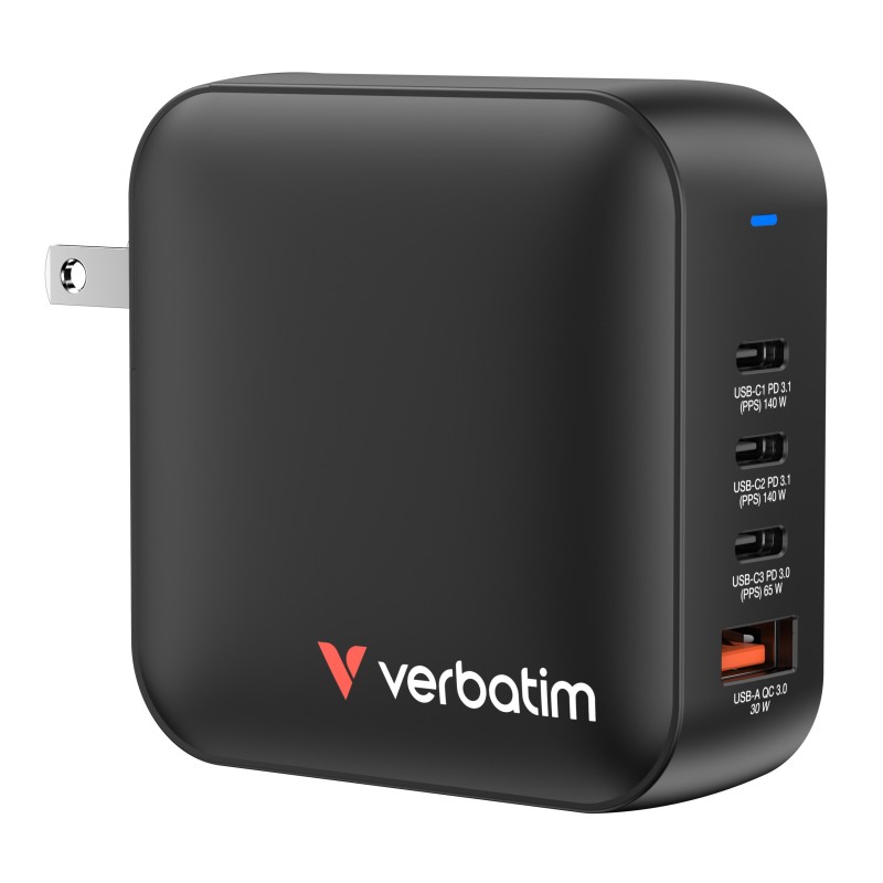 Verbatim Mini GaN Charger 165W Universel Noir Secteur Charge rapide Intérieure