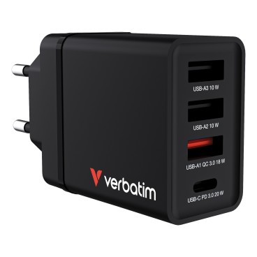 Verbatim Chargeur USB mural 4 ports 30 W - Noir