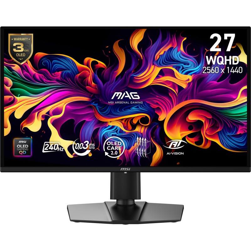 MSI MAG 274QP QD-OLED X24 écran plat de PC 67,3 cm (26.5") 2560 x 1440 pixels Wide Quad HD Noir