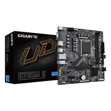 GIGABYTE B760M E Carte mère - Compatible avec les processeurs Intel Core 14ᵉ génération, VRM 6+1+1 phases, jusqu'à 7200 MHz