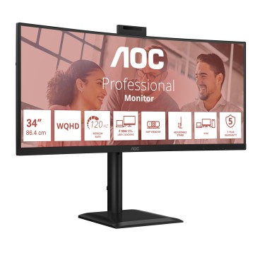 AOC E4 CU34E4CW écran plat de PC 86,4 cm (34") 3440 x 1440 pixels UltraWide Quad HD LED Noir