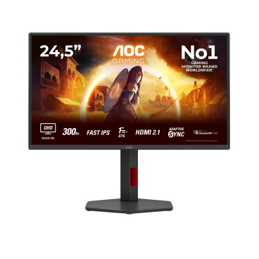 AOC G4 Q25G4SR écran plat de PC 62,2 cm (24.5") 2560 x 1440 pixels Quad HD LED Noir, Rouge