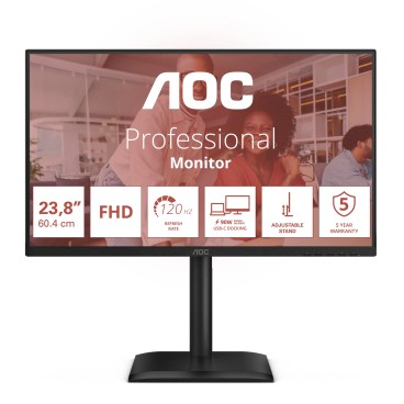 AOC E4 24E4CV écran plat de PC 60,5 cm (23.8") 1920 x 1080 pixels Full HD LED Noir