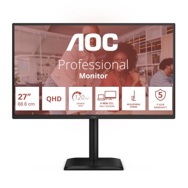 AOC E4 Q27E4CV écran plat de PC 68,6 cm (27") 2560 x 1440 pixels Quad HD LED Noir