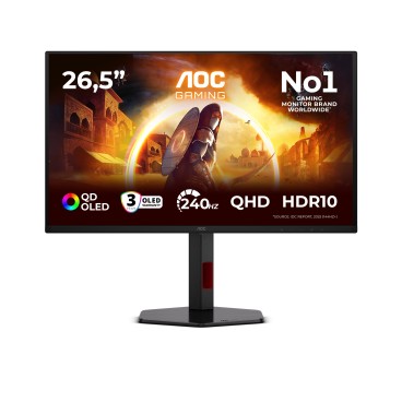 AOC G4 Q27G4ZDR écran plat de PC 67,3 cm (26.5") 2560 x 1440 pixels Quad HD QD-OLED Noir, Rouge