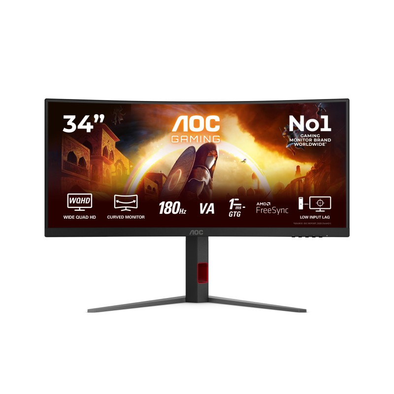 AOC G4 CU34G4 écran plat de PC 86,4 cm (34") 3440 x 1440 pixels Wide Quad HD LED Noir, Rouge