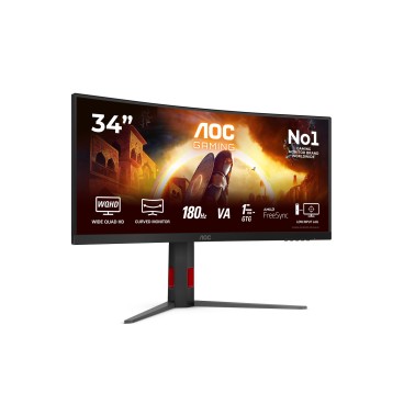 AOC G4 CU34G4 écran plat de PC 86,4 cm (34") 3440 x 1440 pixels Wide Quad HD LED Noir, Rouge