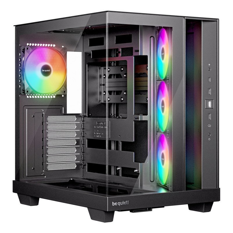 be quiet! Light Base 500 Noir | Boîtier PC ARGB vitré, Mini ITX   Micro ATX   ATX, 4 ventilateurs Light Wings LX 120 mm