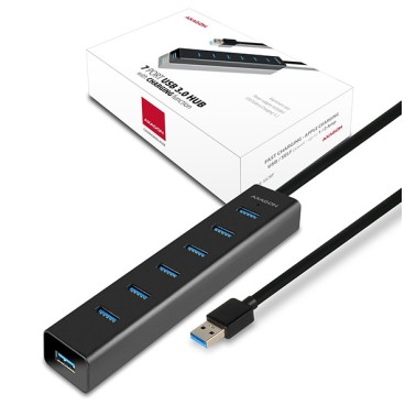 Axagon HUE-SA7BP hub & concentrateur USB 3.2 Gen 1 (3.1 Gen 1) Type-A 5000 Mbit s Noir