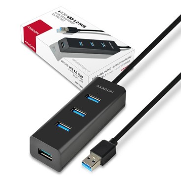 Axagon HUE-S2BL hub & concentrateur USB 3.2 Gen 1 (3.1 Gen 1) Type-A 5000 Mbit s Noir
