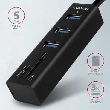 Axagon HMA-CR3A station d'accueil Avec fil USB 3.2 Gen 1 (3.1 Gen 1) Type-A Noir