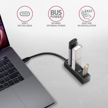Axagon HUE-M1C hub & concentrateur USB 3.2 Gen 1 (3.1 Gen 1) Type-C 5000 Mbit s Noir