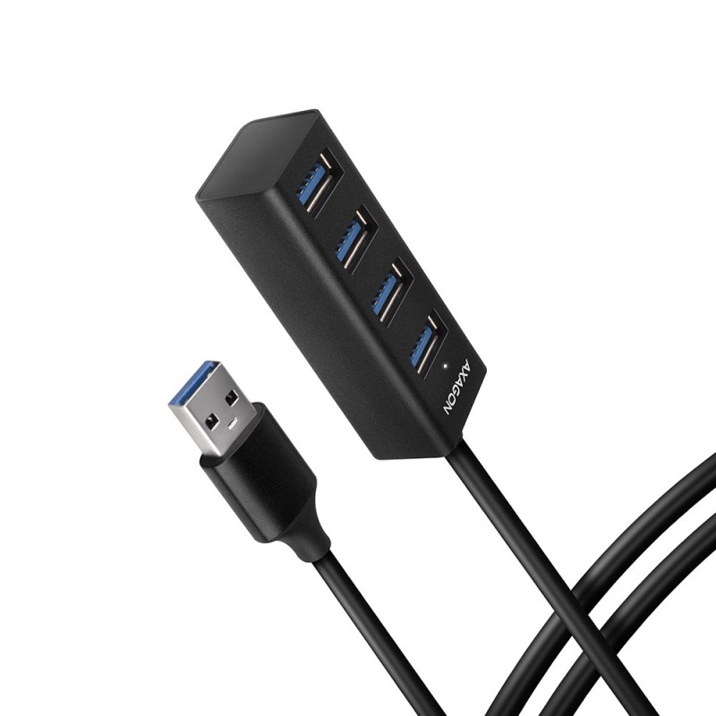 Axagon HUE-M1AL hub & concentrateur USB 3.2 Gen 1 (3.1 Gen 1) Type-A 5000 Mbit s Noir