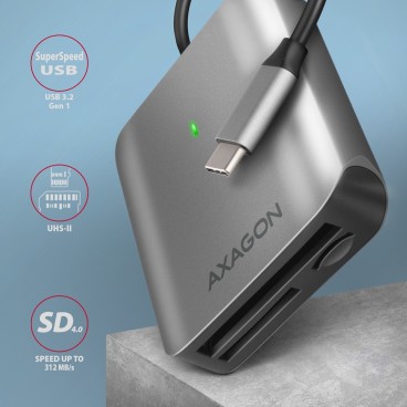 Axagon CRE-S3C lecteur de carte mémoire USB 3.2 Gen 1 (3.1 Gen 1) Type-C Gris
