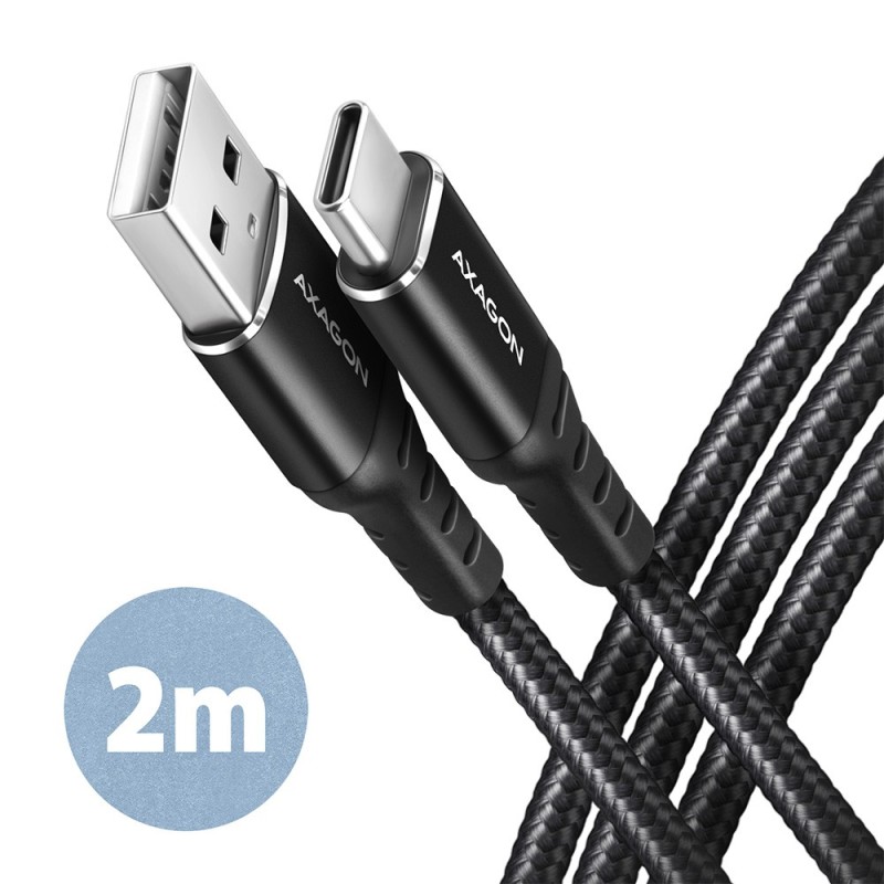 Axagon BUCM-AM20AB câble USB USB 2.0 2 m USB A USB C 0,48 Gbit s Noir