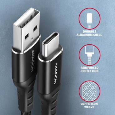 Axagon BUCM-AM20AB câble USB USB 2.0 2 m USB A USB C 0,48 Gbit s Noir