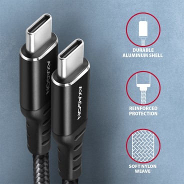 Axagon BUCM-CM10AB câble USB USB 2.0 1 m USB C 0,48 Gbit s 60 W Noir