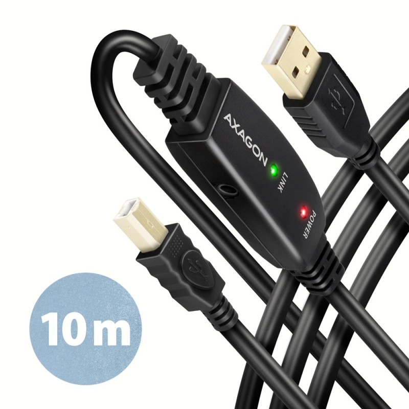 Axagon ADR-210B USB 2.0 A-M - B-M active connecting repeater cable 10m - Kabel - Digital Daten câble USB USB A USB B 0,48