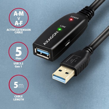 Axagon ADR-305 USB 3.2 Gen 1 A-M - A-F active extension repeater cable 5m - Kabel - Digital Daten câble USB USB 3.2 Gen 1 (3.1