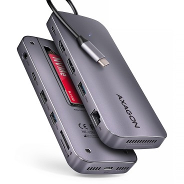 Axagon HMC-12GM2 station d'accueil Avec fil USB 3.2 Gen 2 (3.1 Gen 2) Type-C Gris