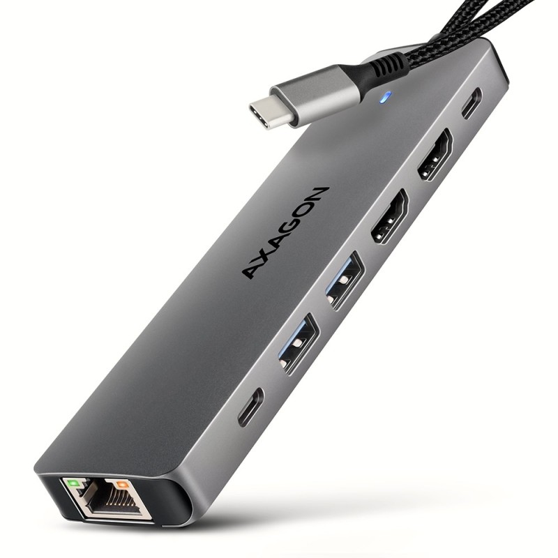 Axagon HMC-7HX2 station d'accueil Avec fil USB 3.2 Gen 1 (3.1 Gen 1) Type-C Gris