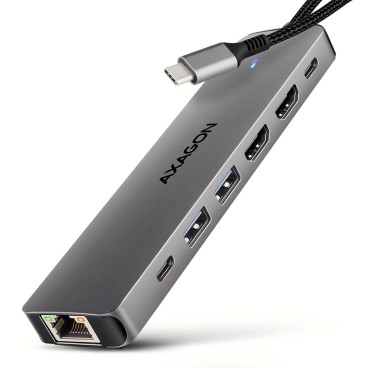 Axagon HMC-7HX2 station d'accueil Avec fil USB 3.2 Gen 1 (3.1 Gen 1) Type-C Gris