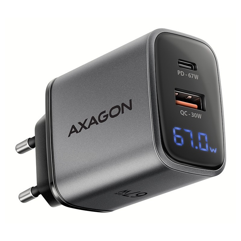 Axagon ACU-PQ67D chargeur d'appareils mobiles Universel Noir, Gris Secteur Charge rapide Intérieure