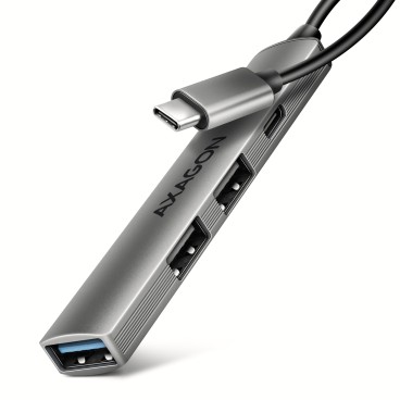 Axagon HUB USB HUE-STC, 4x USB ALU STRIP hub, 1x USB-A 5Gbps, 2x USB-A & 1x USB-C 480Mbps, kabel USB-C 12cm USB 3.2 Gen 1 (3.1
