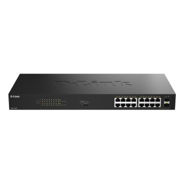 D-Link DGS-1018P Non-géré Gigabit Ethernet (10 100 1000) Connexion Ethernet, supportant l'alimentation via ce port (PoE) Noir