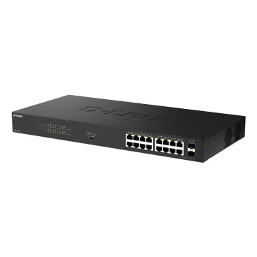 D-Link DGS-1018P Non-géré Gigabit Ethernet (10 100 1000) Connexion Ethernet, supportant l'alimentation via ce port (PoE) Noir