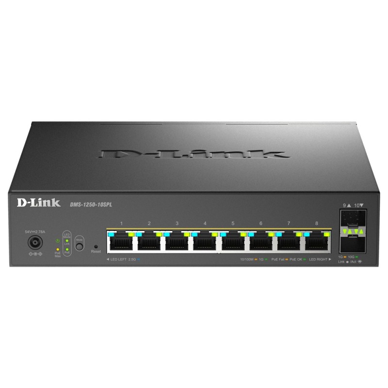 D-Link DMS-1250-10SPL Géré L2 L3 2.5G Ethernet (100 1000 2500) Connexion Ethernet, supportant l'alimentation via ce port (PoE)