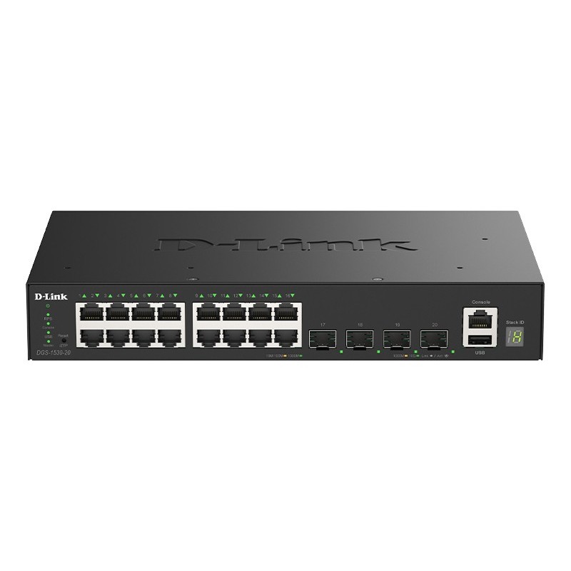 D-Link DGS-1530-20 E commutateur réseau Géré L2 Gigabit Ethernet (10 100 1000) Noir