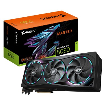 GIGABYTE AORUS GeForce RTX 5080 MASTER 16G Carte Graphique - 16GB GDDR7, 256 bits, PCI-E 5.0, 2805MHz Core Clock, 3 x