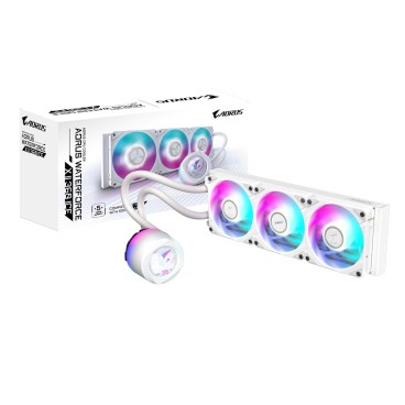 GIGABYTE AORUS WATERFORCE X II 360 ICE Refroidisseur liquide pour processeur AIO - 3x ventilateurs ARGB de 120 mm, écran LCD en