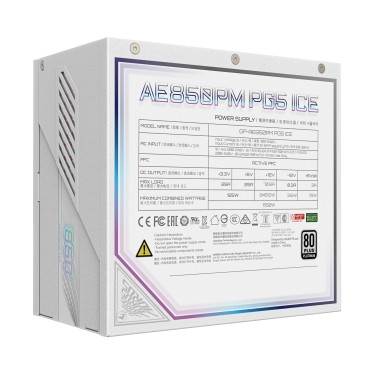 GIGABYTE AORUS ELITE P850W ICE Alimentation - PCIe 5.0, 80 PLUS Platinum, Conception entièrement modulaire, Ventilateur de 120