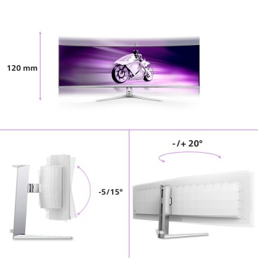 Philips Evnia 8000 49M2C8900L 00 écran plat de PC 124,2 cm (48.9") 5120 x 1440 pixels Dual QHD QD-OLED Blanc