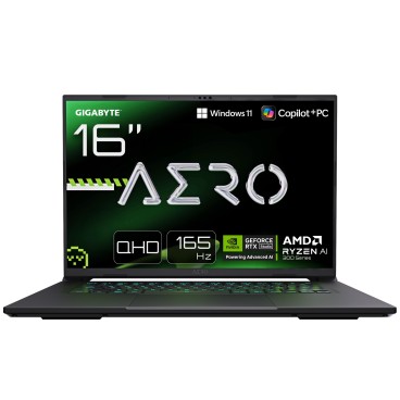 GIGABYTE AERO X16 1WH Ordinateur Portable Gaming – 16“, 165Hz WQXGA, Ryzen AI 7 350, NVIDIA RTX 5070, 16Go DDR5 5200MHz, SSD