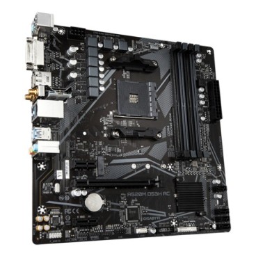 GIGABYTE A520M DS3H AC Carte Mère - Processeurs AMD Ryzen 5000 Series, VRM 5+3 phases, jusqu'à 4733 MHz DDR5 (OC), 1xPCIe 3.0