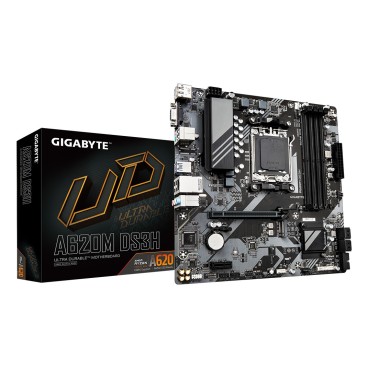 GIGABYTE A620M DS3H Carte Mère - Prend en charge les processeurs AMD Ryzen 8000, VRM numérique 5+2+2 phases, jusqu'à 7600MHz