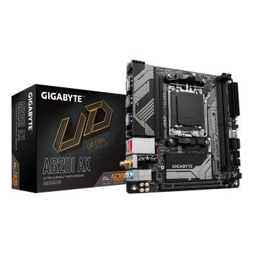 GIGABYTE A620I AX Carte Mère - Prend en charge les processeurs AMD Ryzen 8000, VRM numérique 5+2+1 phases, jusqu'à 6400MHz DDR5