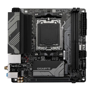 GIGABYTE A620I AX Carte Mère - Prend en charge les processeurs AMD Ryzen 8000, VRM numérique 5+2+1 phases, jusqu'à 6400MHz DDR5