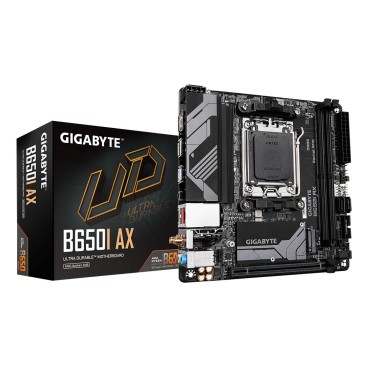 GIGABYTE B650I AX Carte mère - AMD Ryzen série 9000, VRM 5+2+1 phases, jusqu'à 6400 MHz DDR5 (OC), 1xPCIe 4.0 M.2, LAN 2,5 GbE,