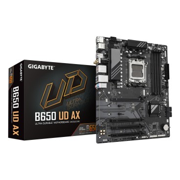GIGABYTE B650 UD AX Carte Mère - Prend en charge les processeurs AMD Ryzen Série 9000, VRM 6+2+2 phases, jusqu'à 7600MHz DDR5