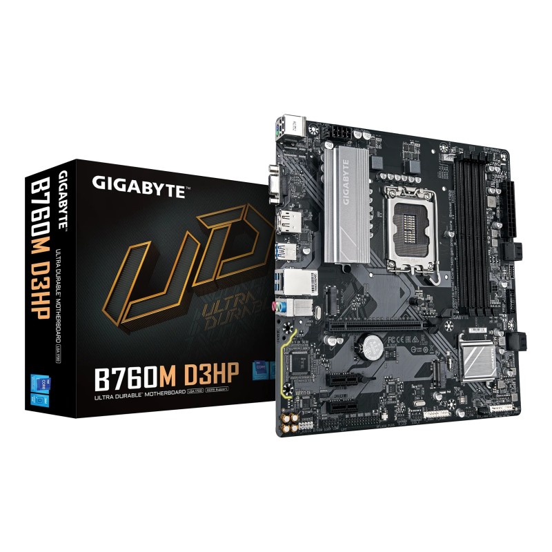 GIGABYTE B760M D3HP Carte Mère - Processeurs Intel Core 14ème Génération, VRM 4+1+1 phases, jusqu'à 5600 MHz DDR5, 2xPCIe 4.0