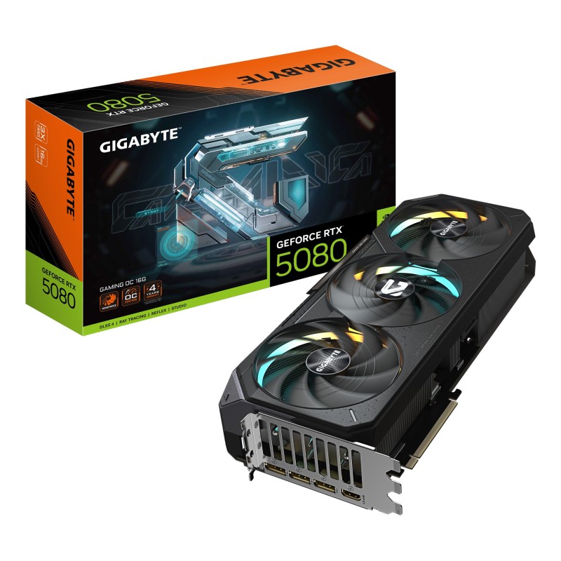 GIGABYTE GeForce RTX 5080 GAMING OC 16G Carte Graphique - 16GB GDDR7, 256 bits, PCI-E 5.0, 2730MHz Core Clock, 3 x DisplayPort,