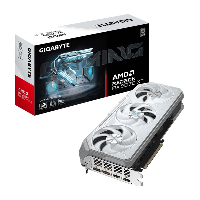 GIGABYTE Radeon RX 9070 XT GAMING OC ICE 16G Carte Graphique - 16GB GDDR6, 256bit, PCI-E 5.0, 3060 MHz Fréquence du cœur, 2 x
